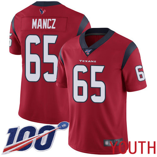 Houston Texans Limited Red Youth Greg Mancz Alternate Jersey NFL Football #65 100th Season Vapor Untouchable->youth nfl jersey->Youth Jersey